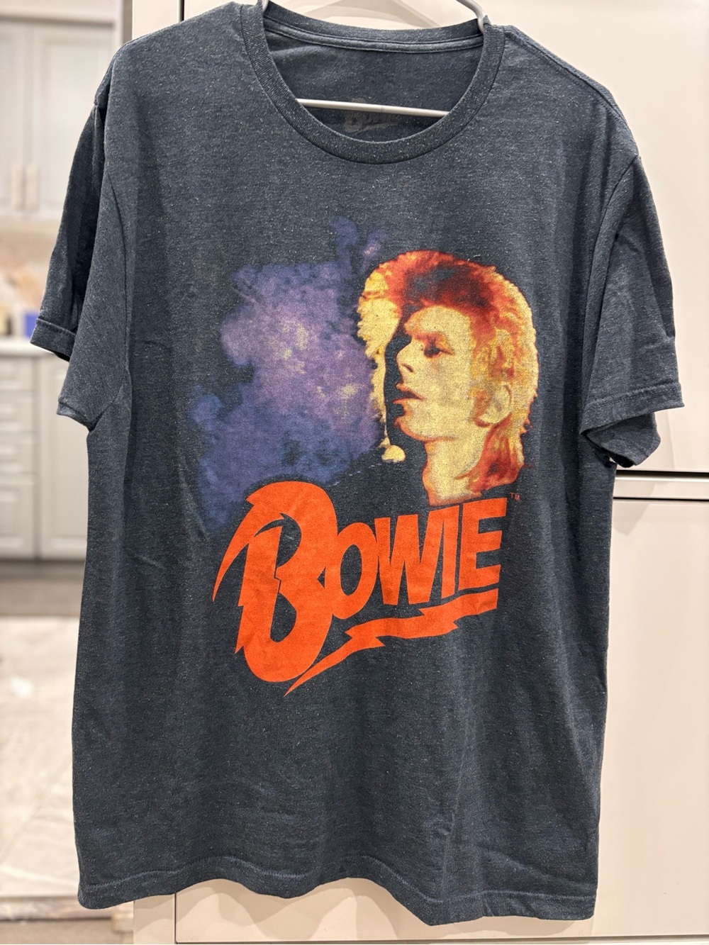 Bowie Graphic Short-Sleeve Tee — Black with Orange & Purple Print